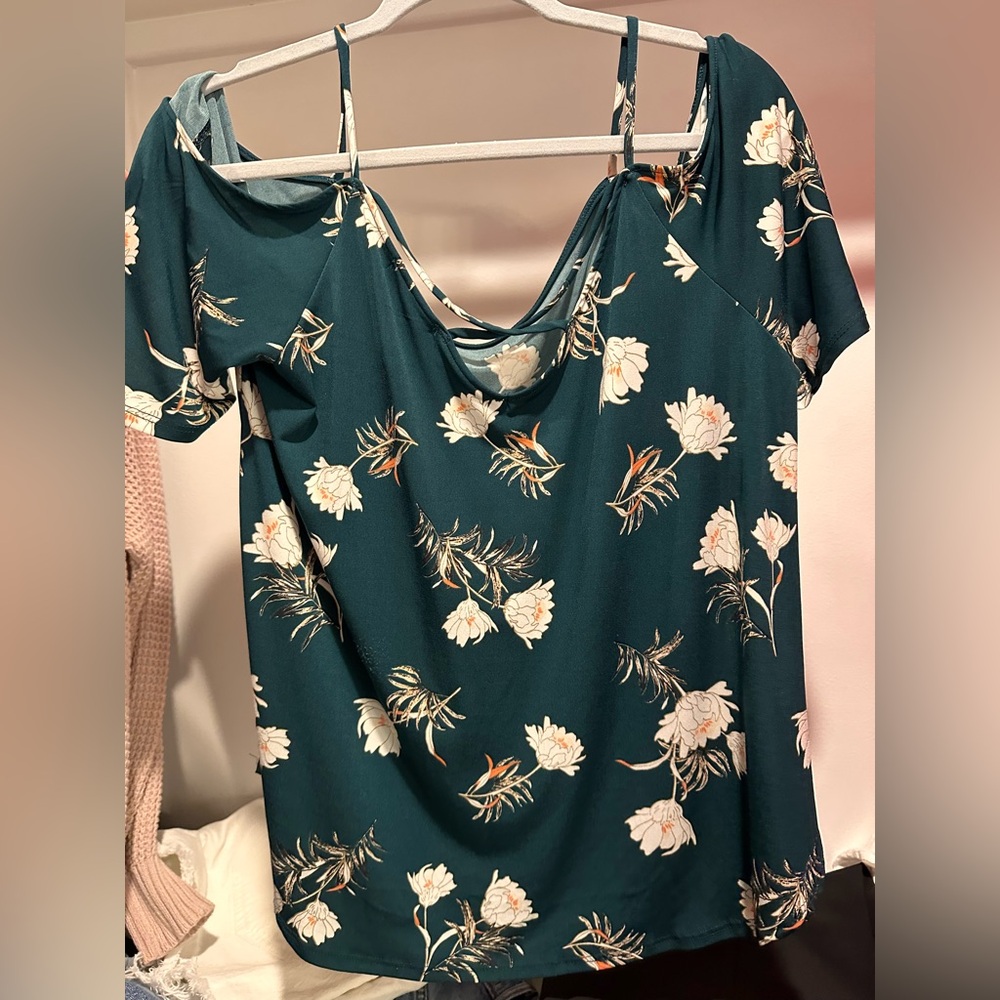 Kaileigh Teal Floral Blouse